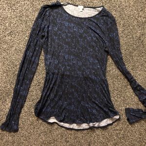 Wilfred from Aritzia sequin blue patterned peplum